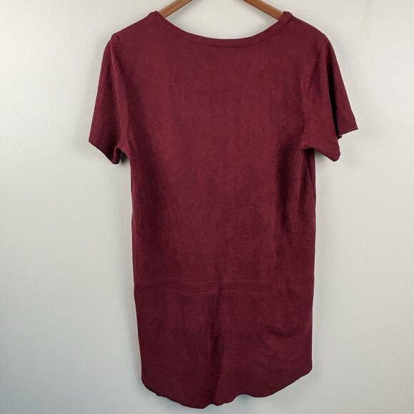 Olivaceous Burgundy Red Microfiber Mini Dress Womens Medium Faux Suede Short Slv - Picture 10 of 11